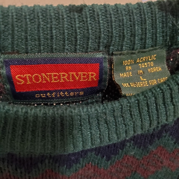 STONERIVER Outfitters Sweter Green Blue Size L - Picture 8 of 8